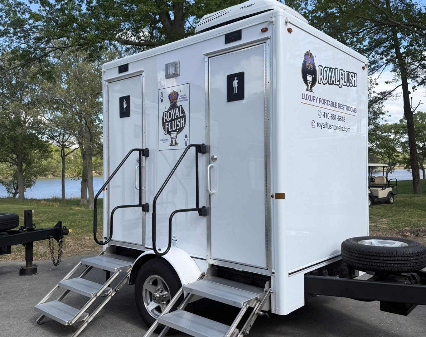 2-stall luxury trailer services in Maryland for private estate celebration