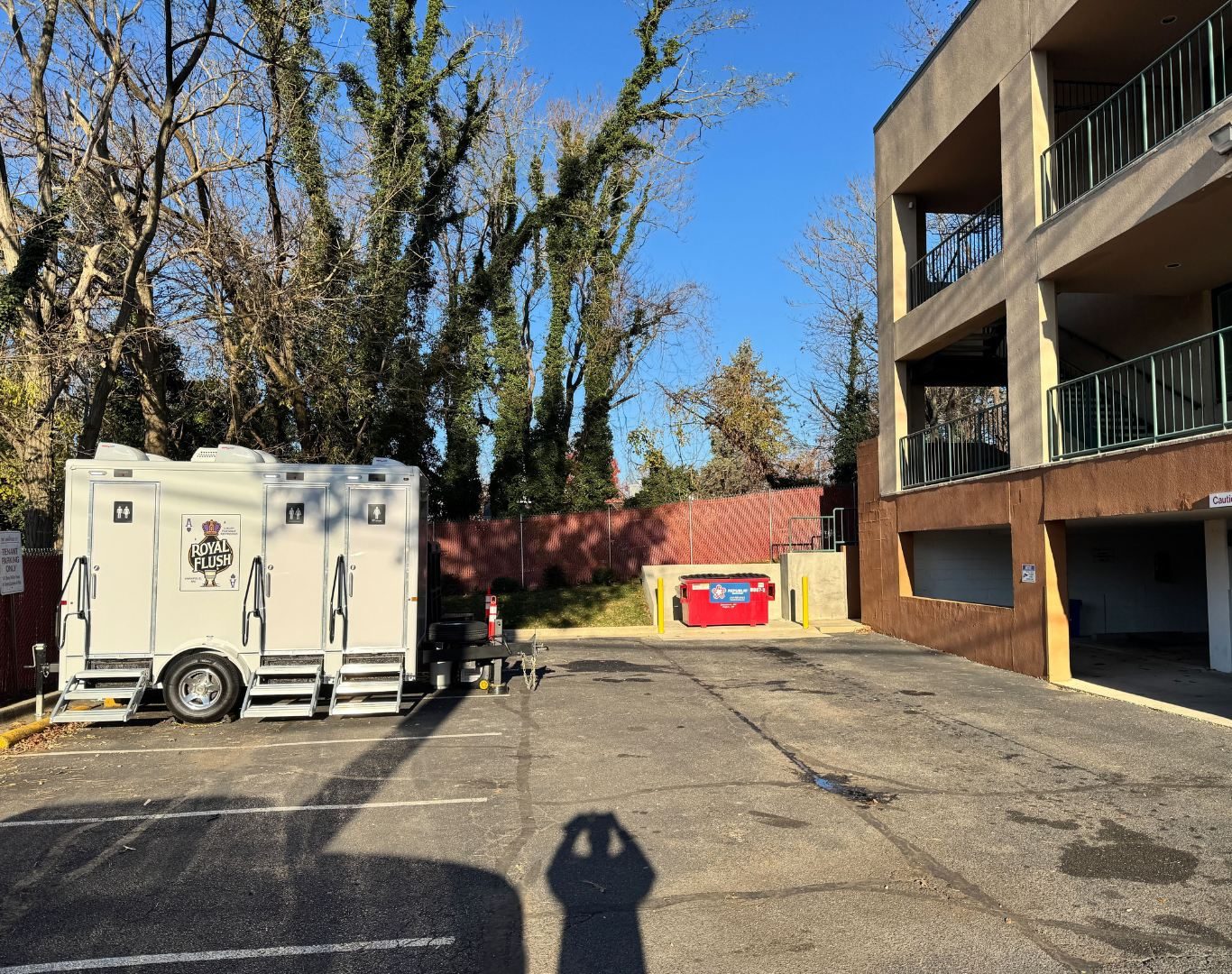 Construction portable bathroom rental in Maryland for active job site