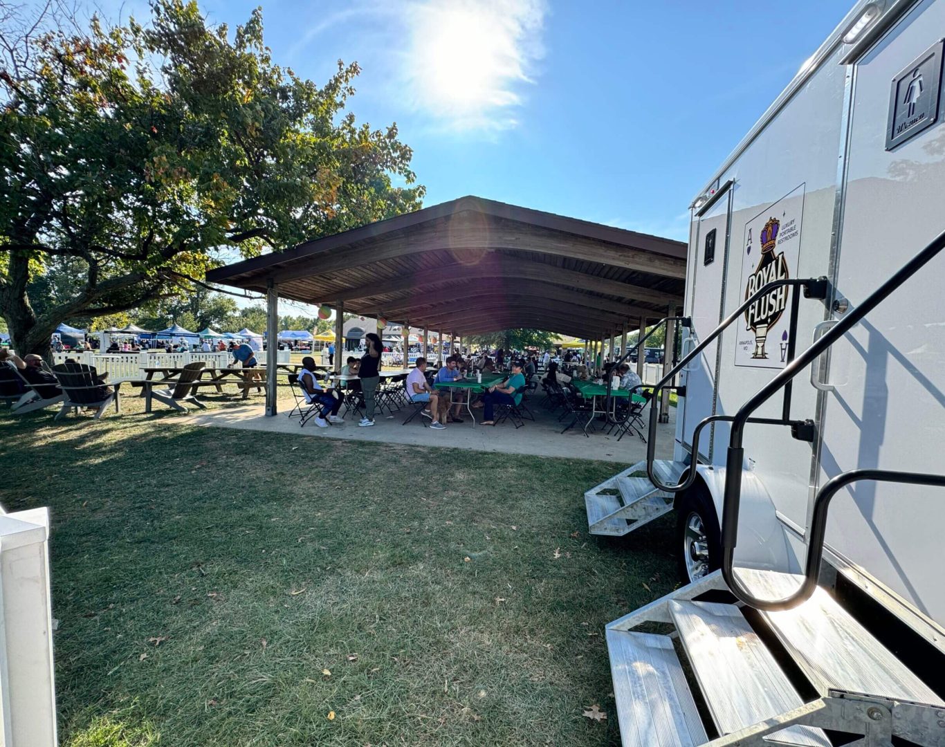 Portable bathroom rental in Towson, MD at a school event